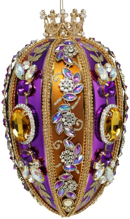 MARK ROBERTS FABERGE JEWEL COPPER/PURPLE EGG 7.5 INCH ORNAMENT 36-54342