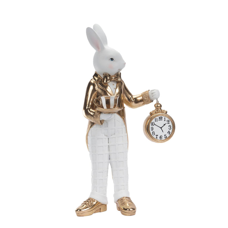 LUXE BUNNY MAD HATTER STANDING WITH CLOCK QTT031