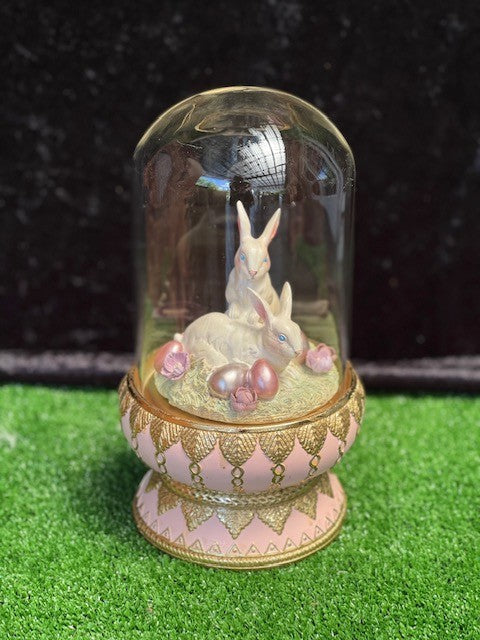 RABBITS IN GLASS CLOCHE BTEM016