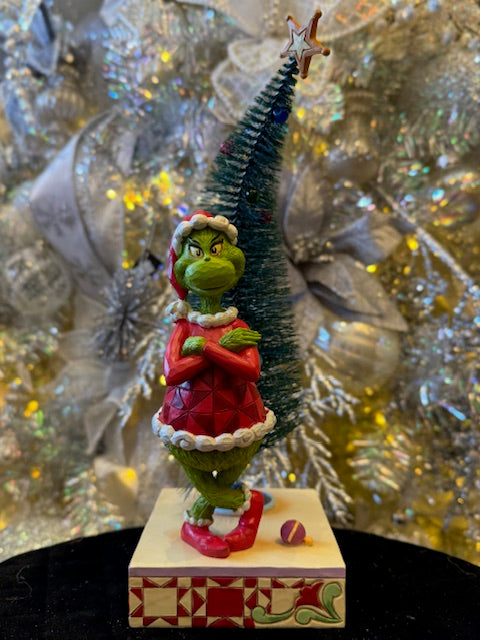 JIM SHORE GRINCH ARMS CROSSED WITH BRISTLE TREE 617065