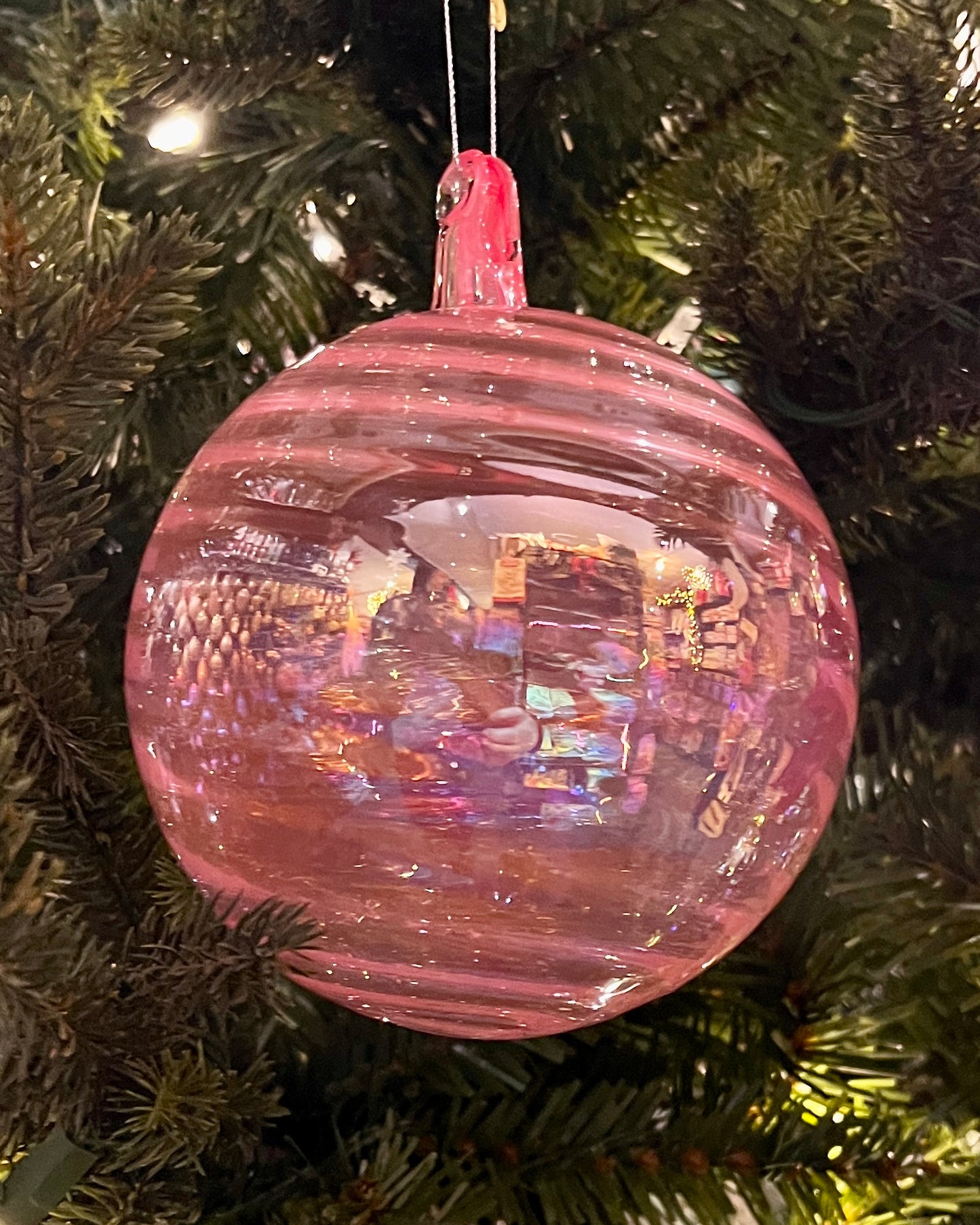 PINK BLOWN GLASS ROUND 5 INCH ORNAMENT 4324512
