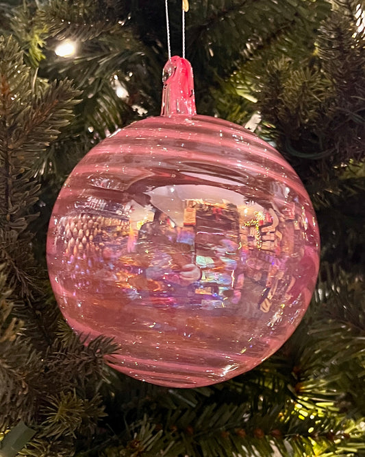PINK BLOWN GLASS ROUND 5 INCH ORNAMENT 4324512