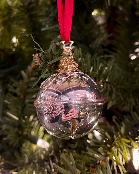 SILVER PLATED JINGLE BELL WITH TREE HANGING ORNAMENT WP4062