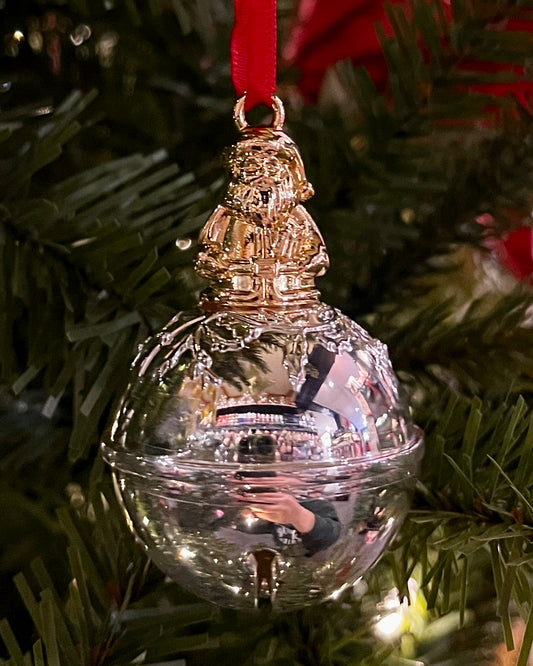SILVER PLATED JINGLE BELLS SANTA HANGING ORNAMENT WP4062