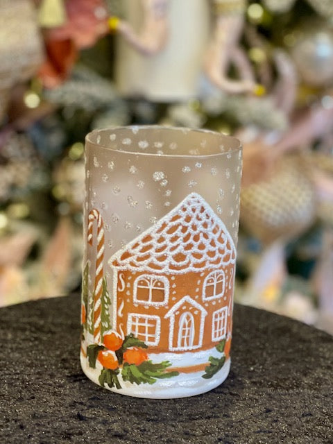 GINGERBREAD LANE GLASS CANDLE HOLDER SMALL 4424539