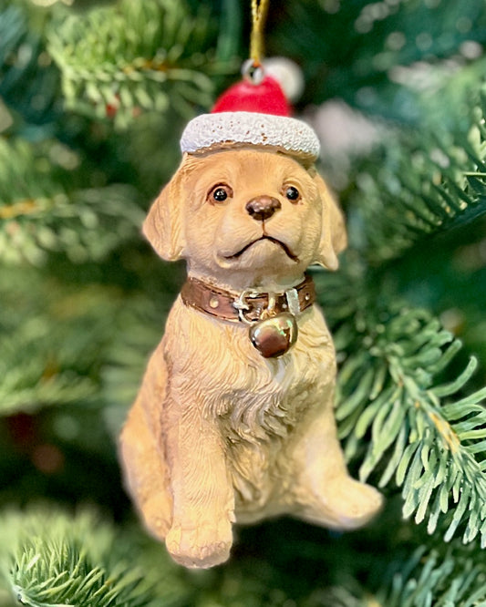 LABRADOR PUPPY WITH HAT ORNAMENT XKN46