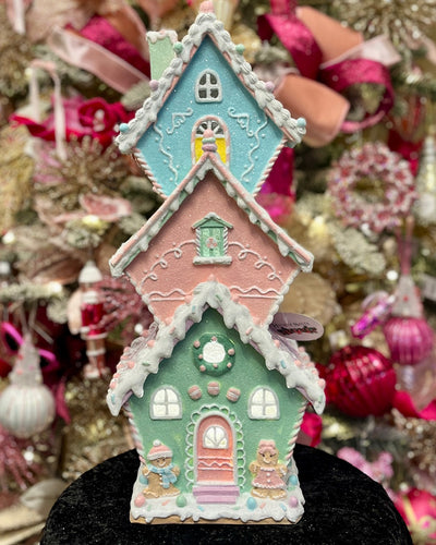 PASTEL 3 TIER GINGERBREAD HOUSE LED HOS25-035   