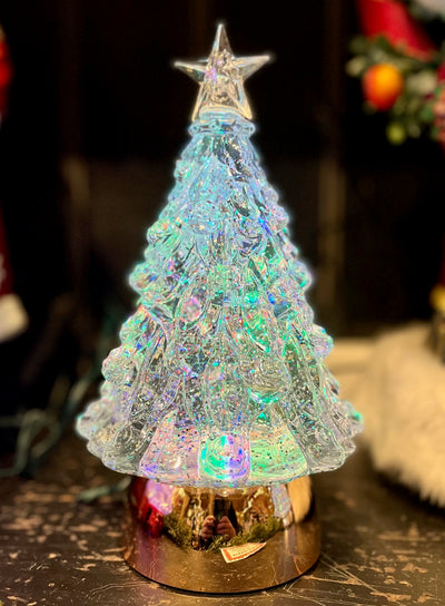 GLITTER TREE LANTERN WITH GOLD BASE XACTREE41