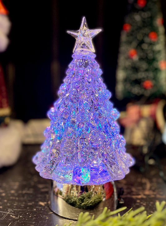 SILVER BASE GLITTER TREE LANTERN XACTREE41