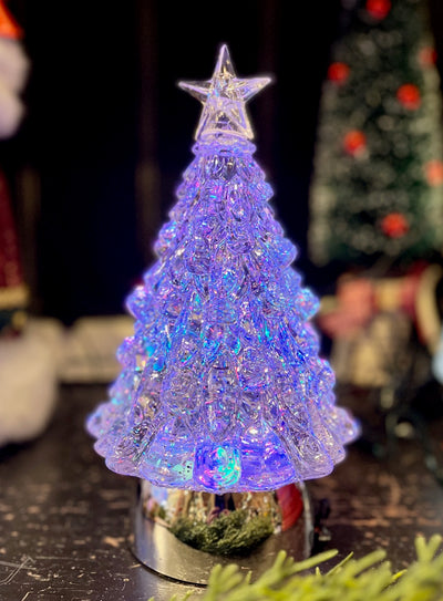 SILVER BASE GLITTER TREE LANTERN XACTREE41