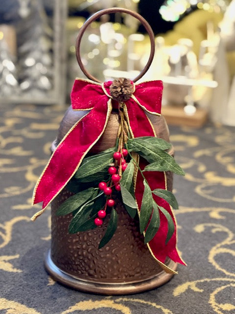 COPPER METAL BELL WITH SPRUCE PINECONE DETAIL HANTING HOS25-5031                                                                    