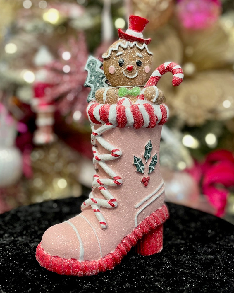 CANDY FROSTED PINK CHRISTMAS BOOT HOS25-063                              