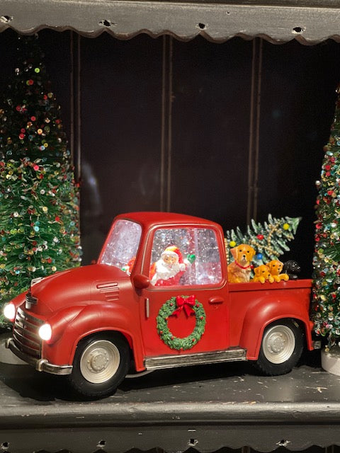 MUSICAL GLITTER LANTERN - RED PICK UP TRUCK 1B