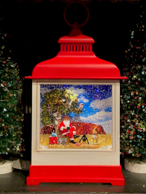 MUSICAL GLITTER LANTERN - OUTBACK SANTA LANTERN 70B