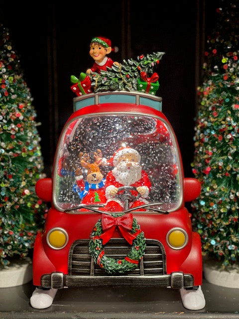 MUSICAL GLITTER LANTERN - FESTIVE CAR SANTA 18