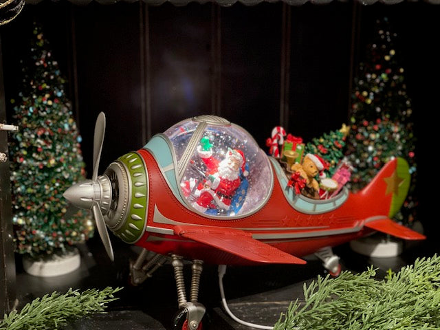 MUSICAL GLITTER LANTERN - FESTIVE PLANE SANTA 17