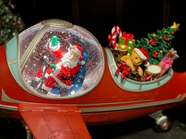 MUSICAL GLITTER LANTERN - FESTIVE PLANE SANTA 17