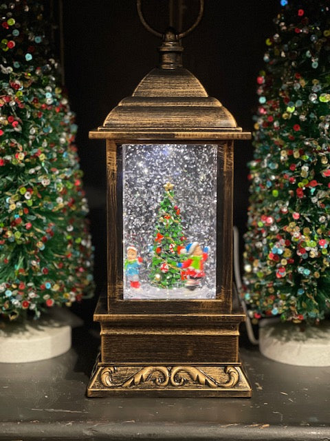 MUSICAL GLITTER LANTERN - ROTATING LANTERN WITH KIDS & TREE 20C