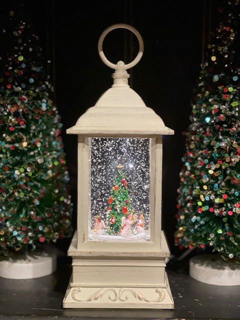 MUSICAL GLITTER LANTERN - ROTATING WHITE ANGELS 20D