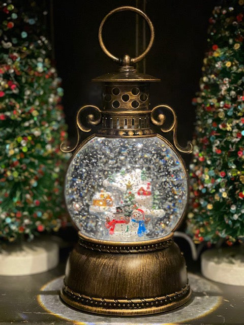MUSICAL GLITTER LANTERN - ROUND SNOWMAN LANTERN 50B