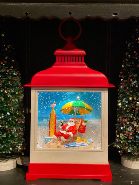 MUSICAL GLITTER LANTERN - AUSSIE BEACH SANTA LANTERN 70