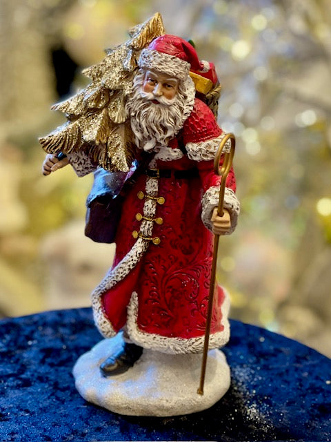 JOSEPH'S STUDIO SANTA WITH GOLD TREE & GIFT BAG 137775
