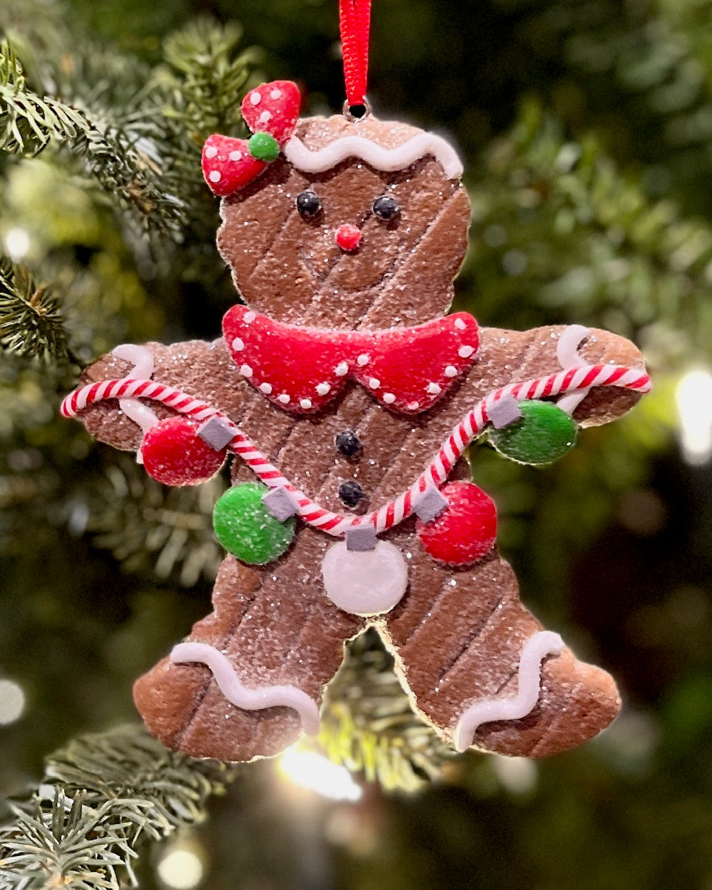 GINGERBREAD GIRL WITH LIGHT GARLAND ORNAMENT HOS-9038B