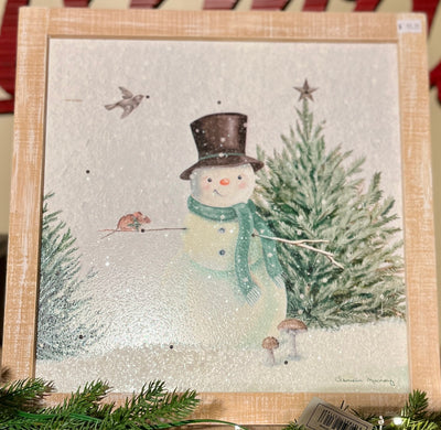LIGHTED WOODEN SNOWMAN WITH MOUSE BOX FRAME 4516469