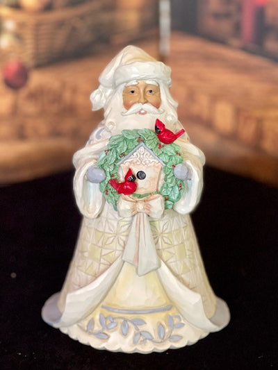 JIM SHORE HWC WHITE WOODLAND SANTA WITH CARDINALS 6005914