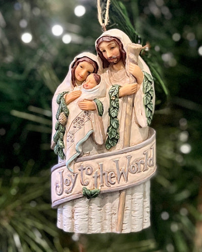 JIM SHORE WHITE WOODLAND NATIVITY FAMILY HANGING ORNAMENT 6007932
