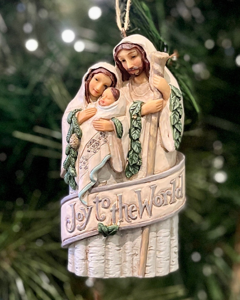 JIM SHORE WHITE WOODLAND NATIVITY FAMILY HANGING ORNAMENT 6007932