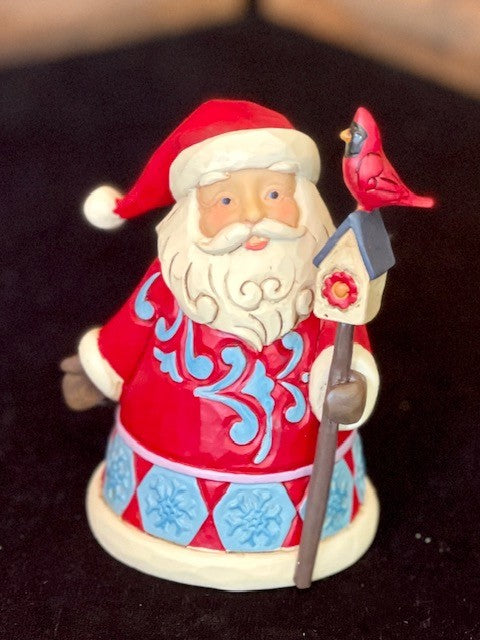 JIM SHORE HWC - SANTA WITH CARDINAL & BIRDHOUSE SANTA 6009010
