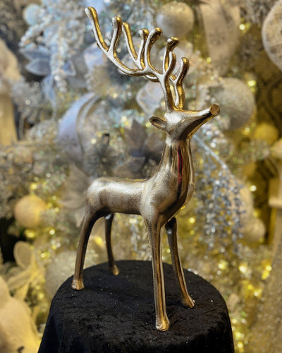GOLD METAL SMALL STANDING DEER 52CM