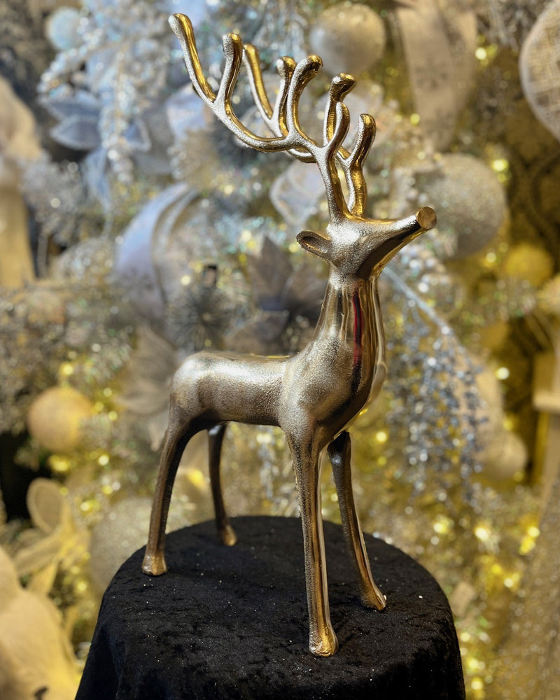 GOLD METAL SMALL STANDING DEER 52CM