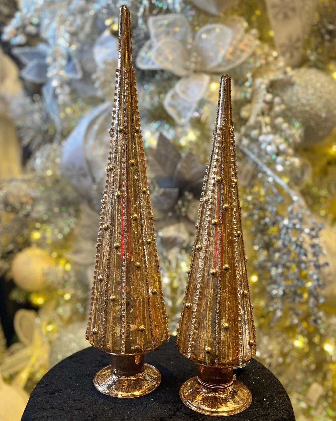 GOLD BEADED TREES SET OF 2 4524510