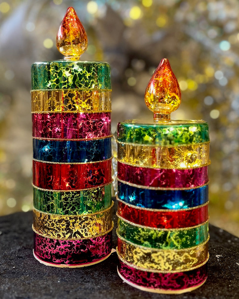 SET OF 2 LIGHTED GLASS CANDLES 9 INCH 4524903