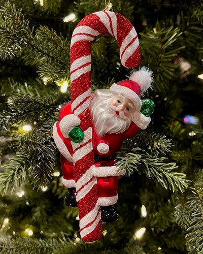 ERIC CORTINA SANTA WITH CANDY CANE 6 INCH HANGING ORNAMENT 4553105