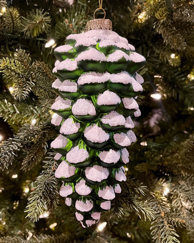 ERIC CORTINA 8 INCH SNOWY GREEN PINECONE GLASS ORNAMENT 4553107