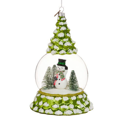 ERIC CORTINA SNOWMAN IN THE FOREST 7 INCH GLASS ORNAMENT 4553108
