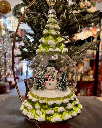 ERIC CORTINA SNOWMAN IN THE FOREST 7 INCH GLASS ORNAMENT 4553108