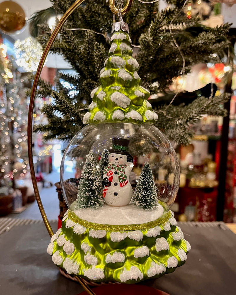 ERIC CORTINA SNOWMAN IN THE FOREST 7 INCH GLASS ORNAMENT 4553108