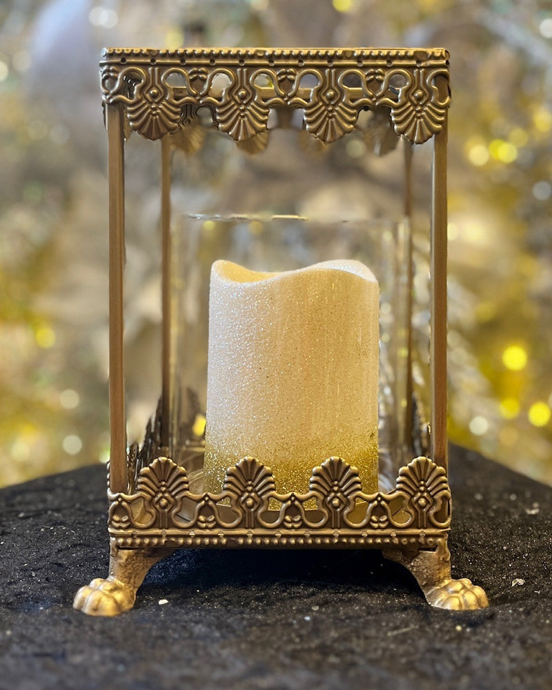 GOLD LANTERN 8 INCH WITH GLASS INSERT 4559166