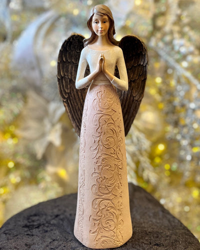 RUSTIC WOOD LOOK CARVED ANGEL