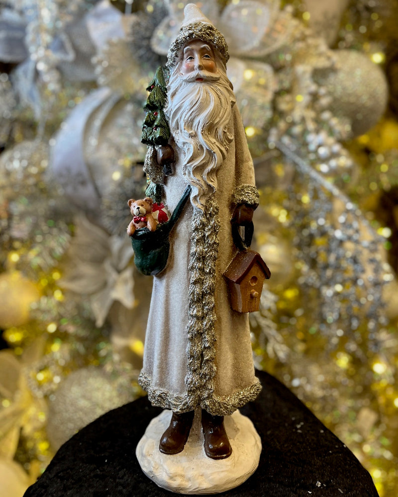 WOODLAND TALL VELOUR SANTA WITH BIRDHOUSE 4512124