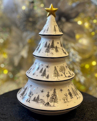 CERAMIC BLACK & WHITE TOILE 10 INCH TREE 4510470
