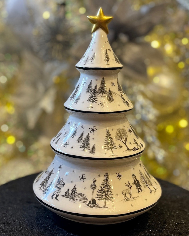 CERAMIC BLACK & WHITE TOILE 10 INCH TREE 4510470