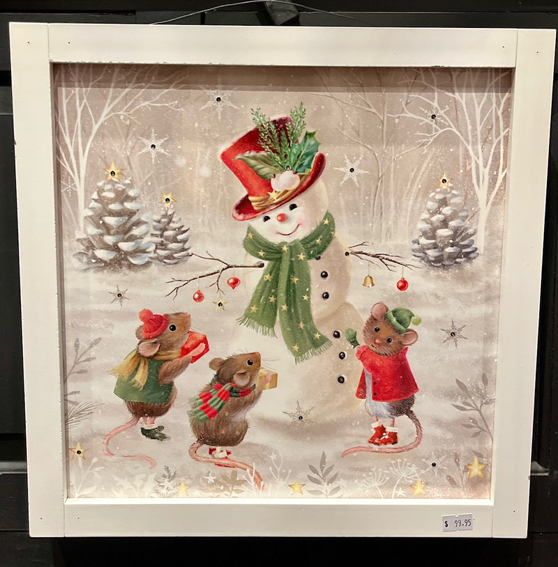 LED BOX WOODEN SNOWMAN SCENE 4516604