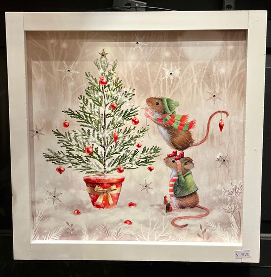 LED BOX WOODEN WITH MICE & TREE SIGN 4516604