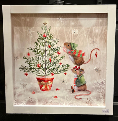 LED BOX WOODEN WITH MICE & TREE SIGN 4516604