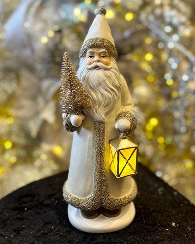 WHITE GOLD SANTA WITH LED LANTERN 4510433